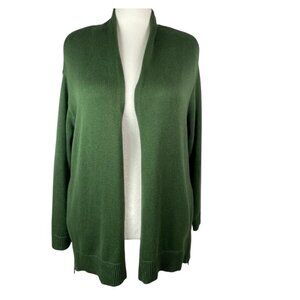 J. Jill  women’s M Green Open Cardigan Side Zips Sweater Travel Lounge Work